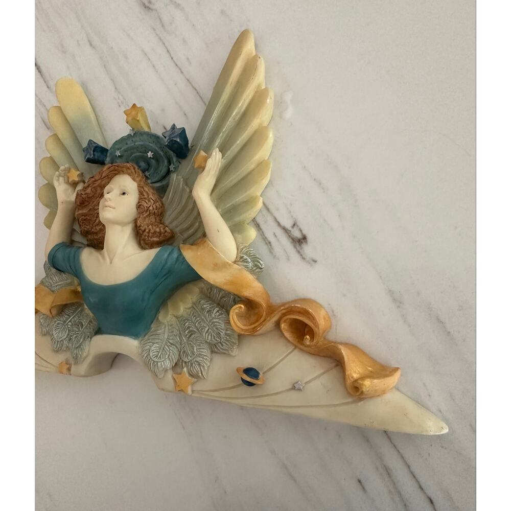 VTG 1998 Penni Jo UDC Angel Wall Plaque 11" Wall Art Stars Wings Fantasy Decor - Picture 9 of 10